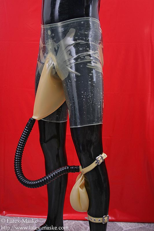 Unisex piss trousers with urine collecting bag and 25cm tube.