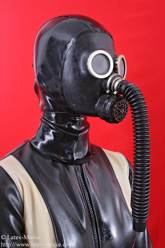 Rüssel Gasmaske mit Schlauch - Latex-Maske
